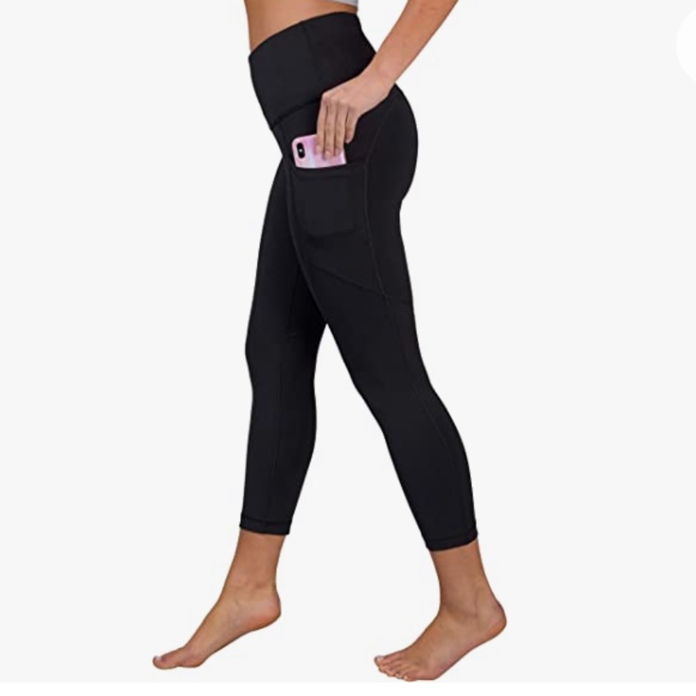 90 Degree By Reflex High Waist Squat Proof Yoga Capri Leggings w/ Side Pockets